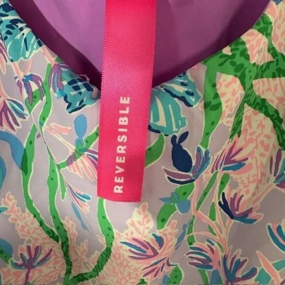 Lilly Pulitzer Crop Top Womens XL Purple Pink Reversible Athletic Tank Swim Ari - Picture 5 of 9
